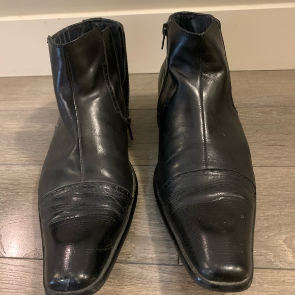 Aldo Men's Black Leather Ankle Boots - Picture 2 of 6